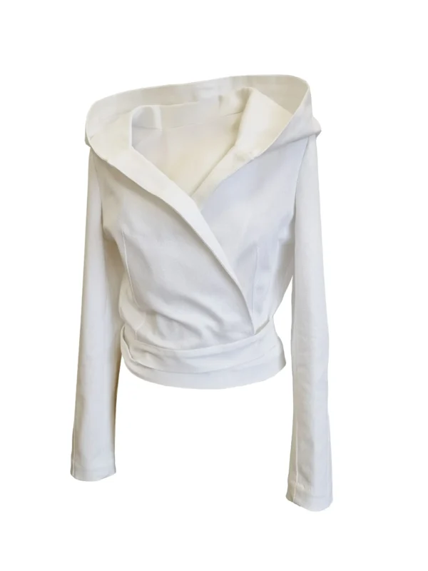 Akinora bela jeans jakna s kapuco kratka ženska jakna